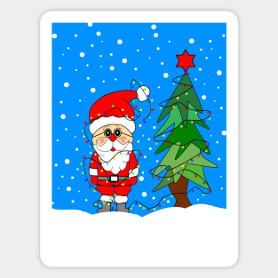 FUNNY Santa Claus And The Christmas Lights Sticker